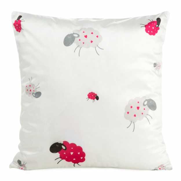 Obliečka na vankúš KIDS s ovečkami 45x45cm biela/ružová