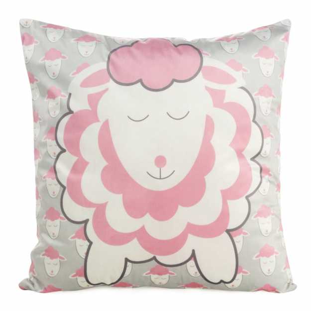 Obliečka na vankúš KIDS s ovečkou 45x45cm sivá/ružová