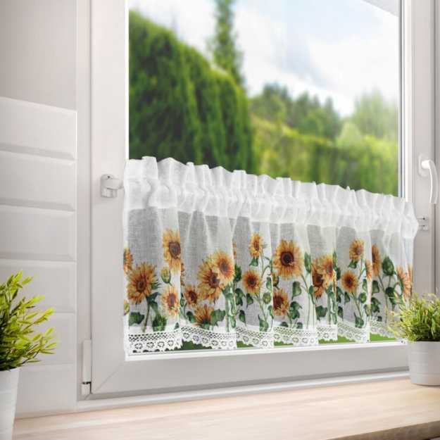 Vitrážová záclona HELIA slnečnicový motív 30x150cm