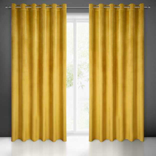 Záves MELANIE na krúžkoch horčicový 215x250cm