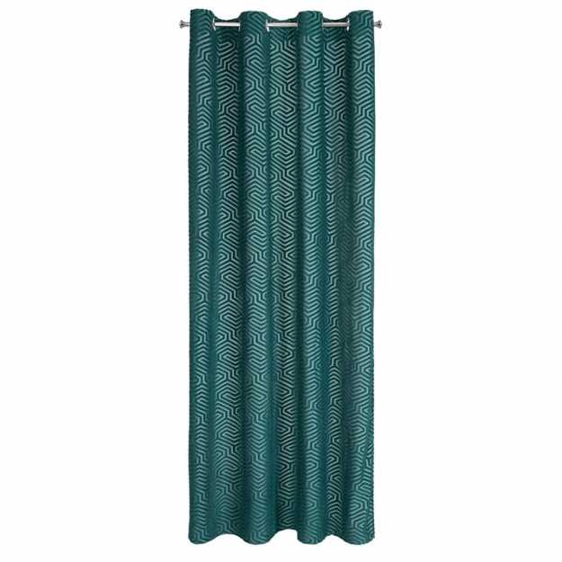 Záves PIERRE CARDIN INGA na krúžkoch tyrkysový 140x250cm
