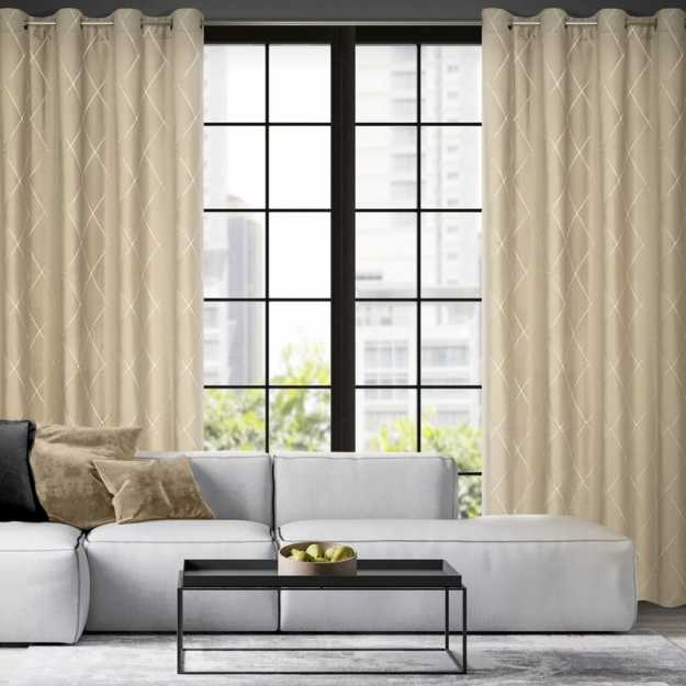Záves PIERRE CARDIN MARGO na krúžkoch béžový/zlatý 140x250cm
