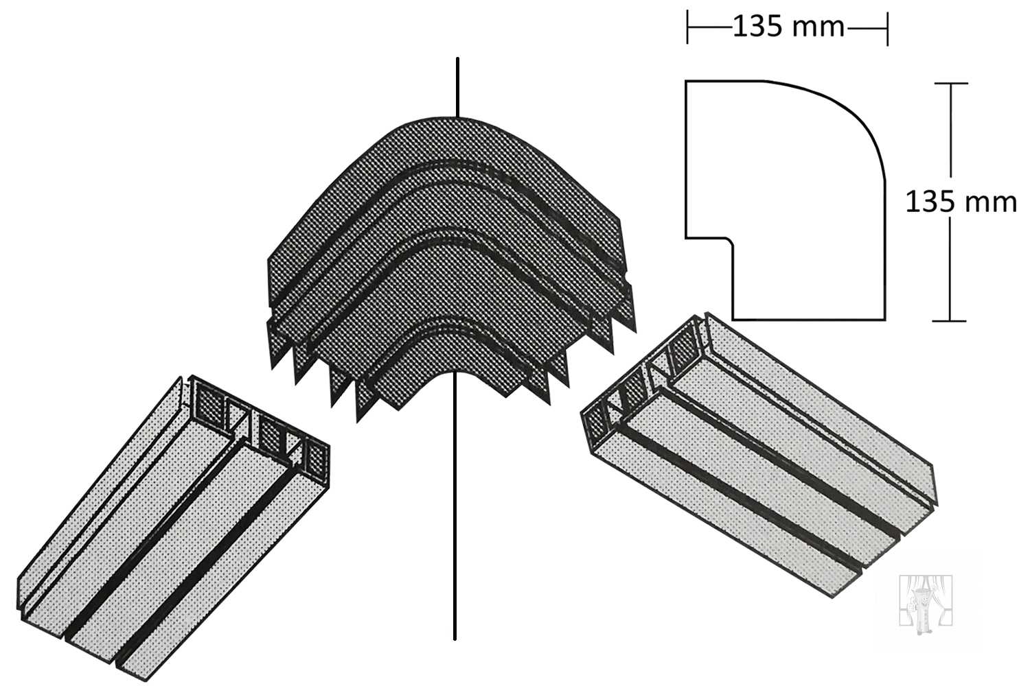 Oblúk ku plastovej koľajnici - vonkajší 2-drážkový