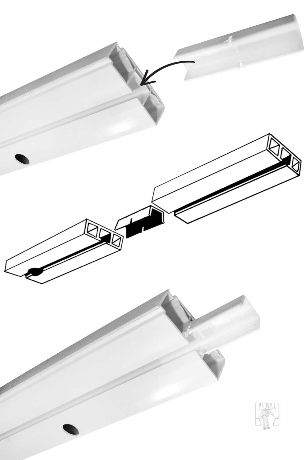 Spojka na plastovú koľajnicu 2ks