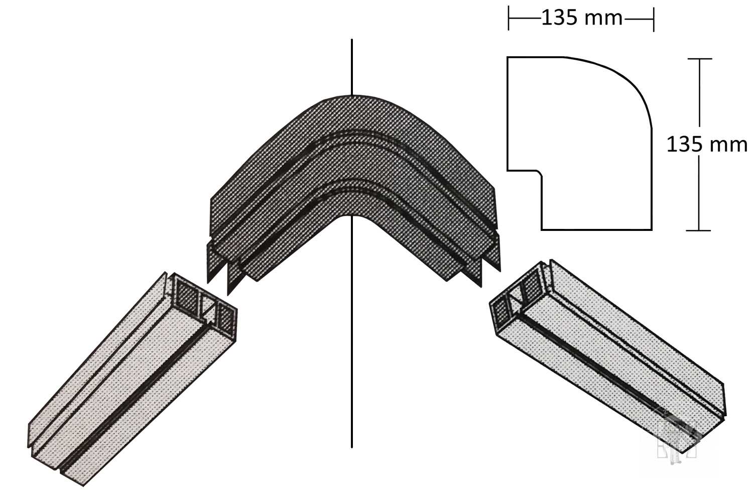 Oblúk ku plastovej koľajnici - vonkajší 1-drážkový