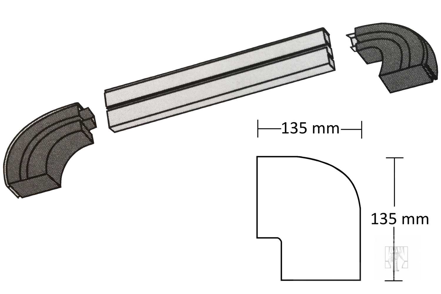 Oblúky ku plastovej koľajnici - koncové 1-drážkové - pár