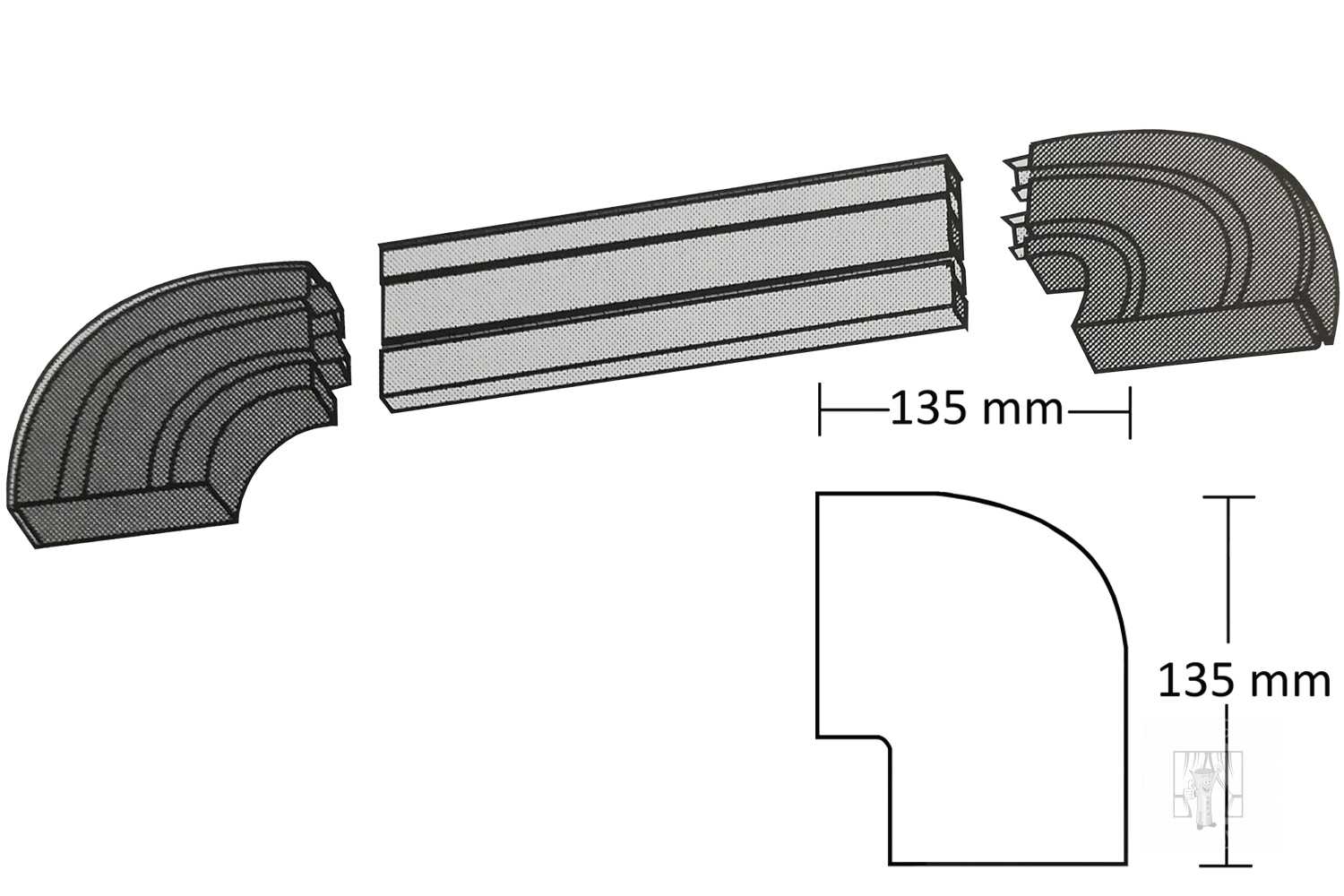 Oblúky ku plastovej koľajnici - koncové 2-drážkové - pár