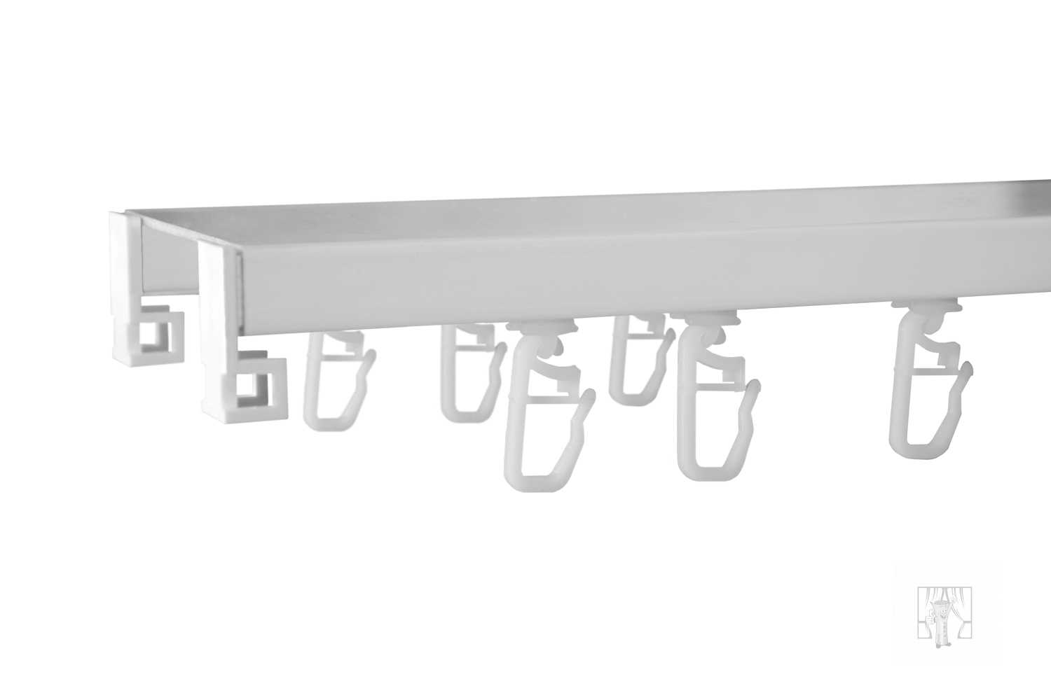 Stropná hliníková koľajnica 2-drážková s príslušenstvom