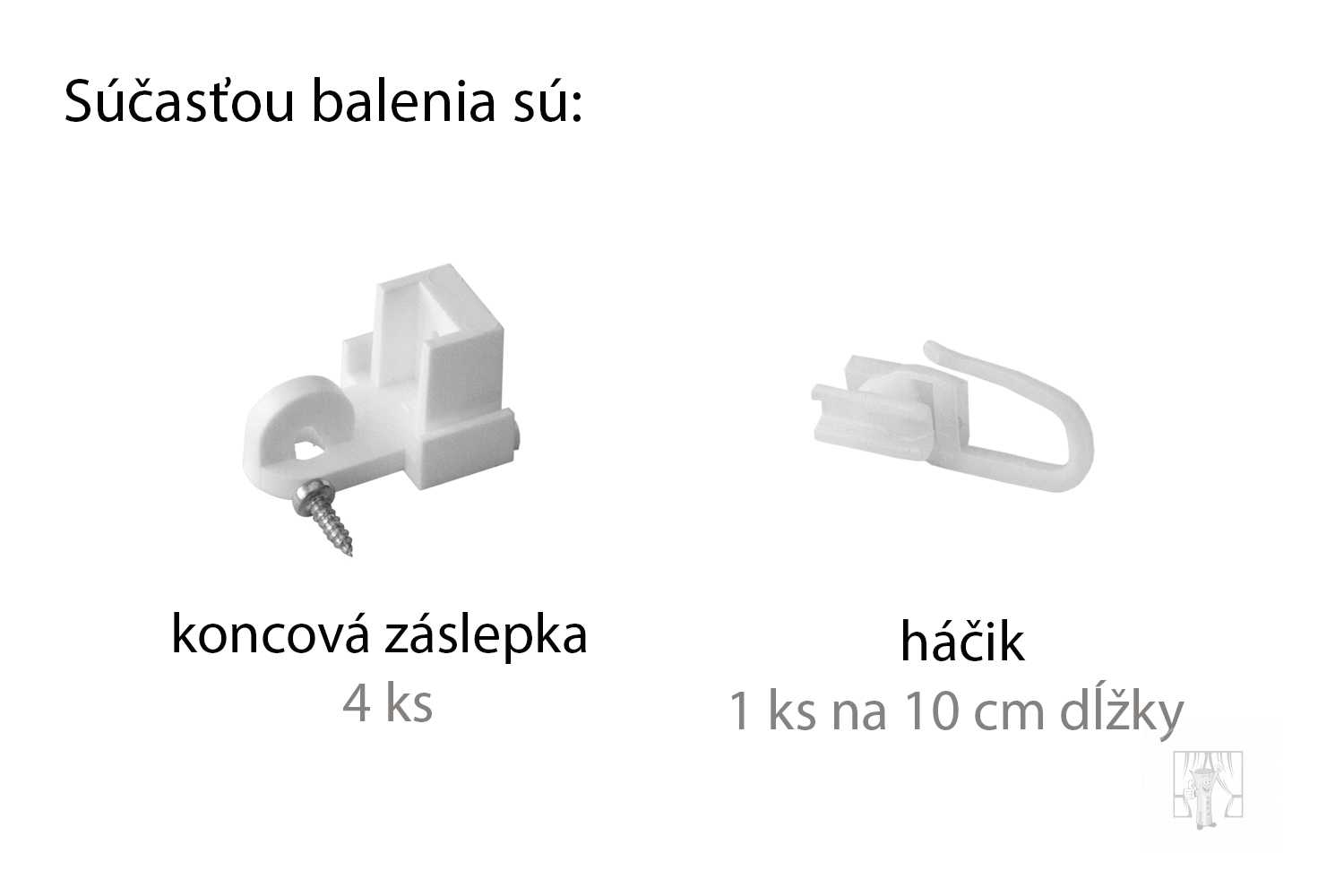 Stropná hliníková koľajnica 2-drážková s príslušenstvom