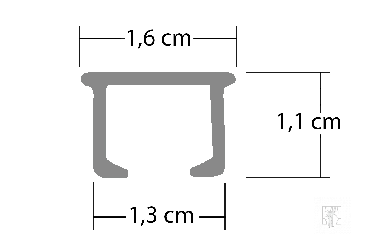 Stropná hliníková koľajnica 1-drážková s príslušenstvom