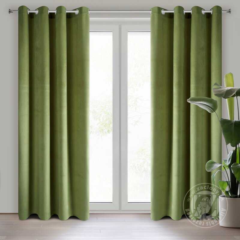 Záves PIERRE na krúžkoch tmavo olivový 140x250cm