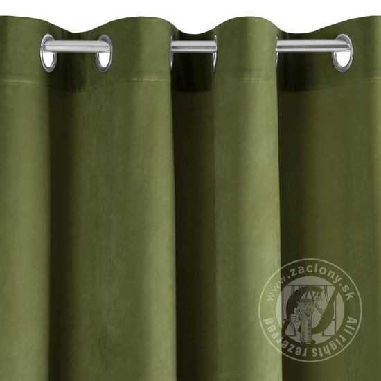 Záves PIERRE na krúžkoch tmavo olivový 140x250cm
