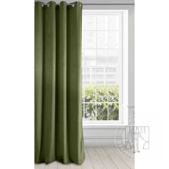 Záves PIERRE na krúžkoch tmavo olivový 140x250cm