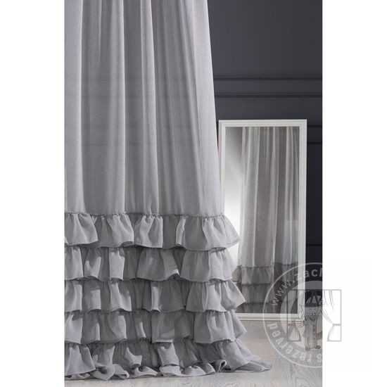 Záclona DOLLY na páske 140x250 cm oceľová