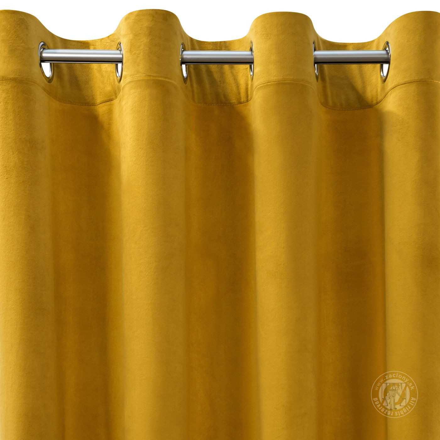 Záves MELANIE na krúžkoch horčicový 215x250cm 