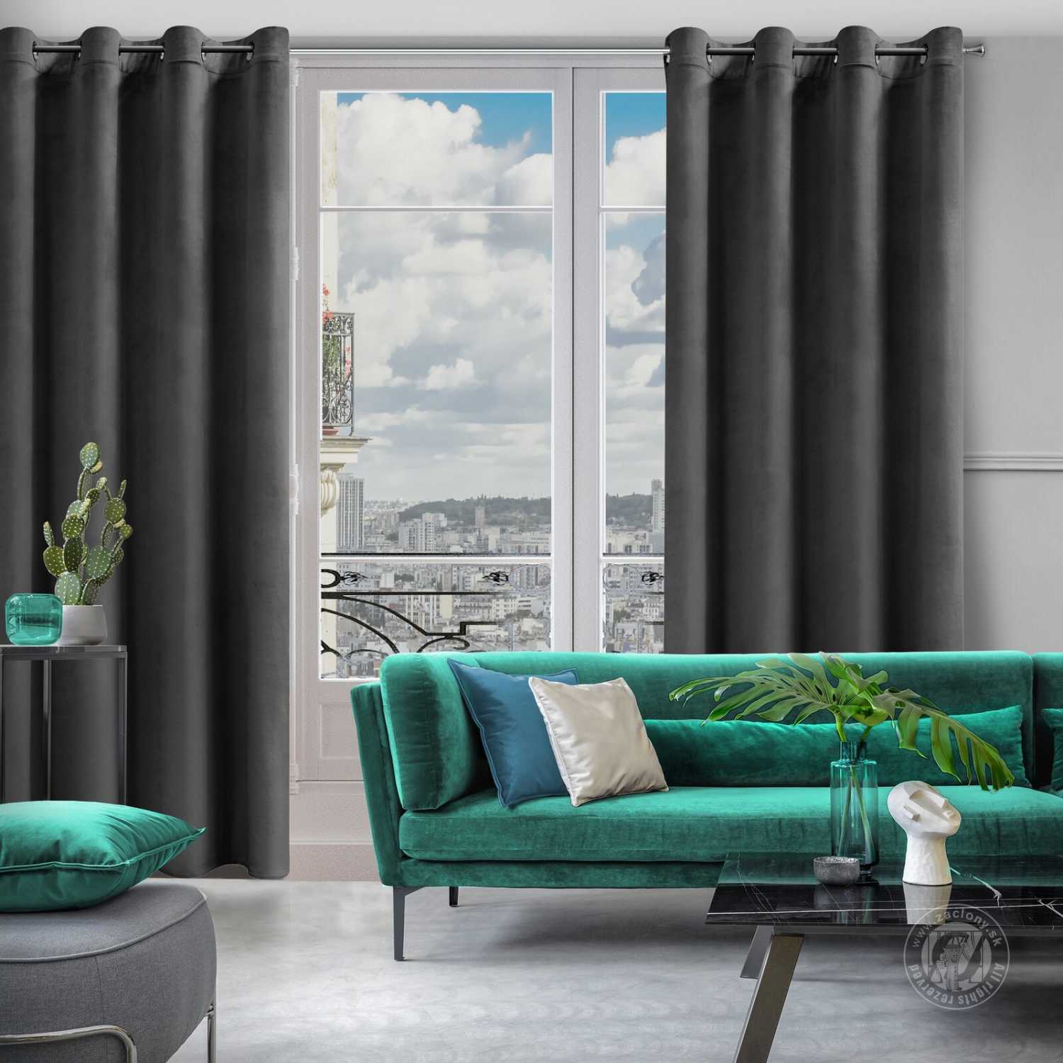 Záves ROSA na krúžkoch čierny 140x250cm