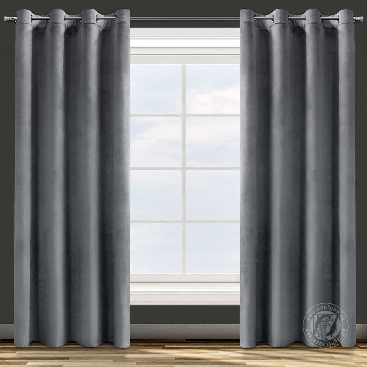 Záves ROSA na krúžkoch grafitový 140x250cm