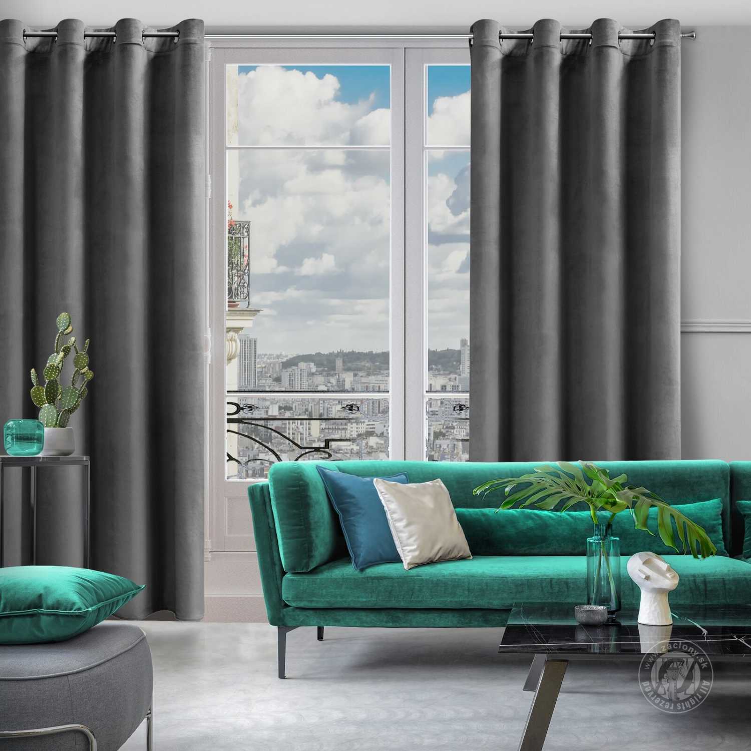 Záves ROSA na krúžkoch grafitový 140x250cm