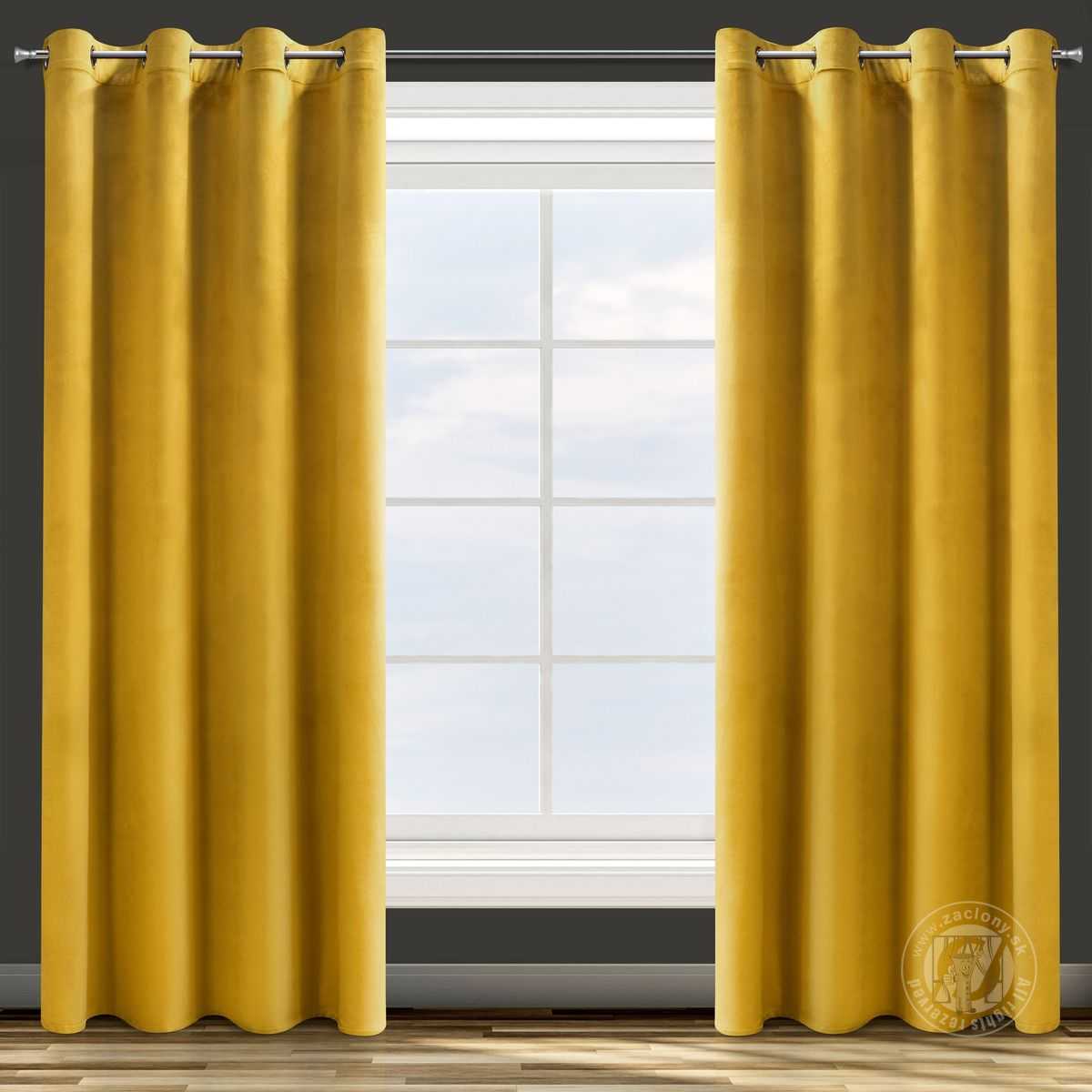 Záves ROSA na krúžkoch horčicový 140x250cm