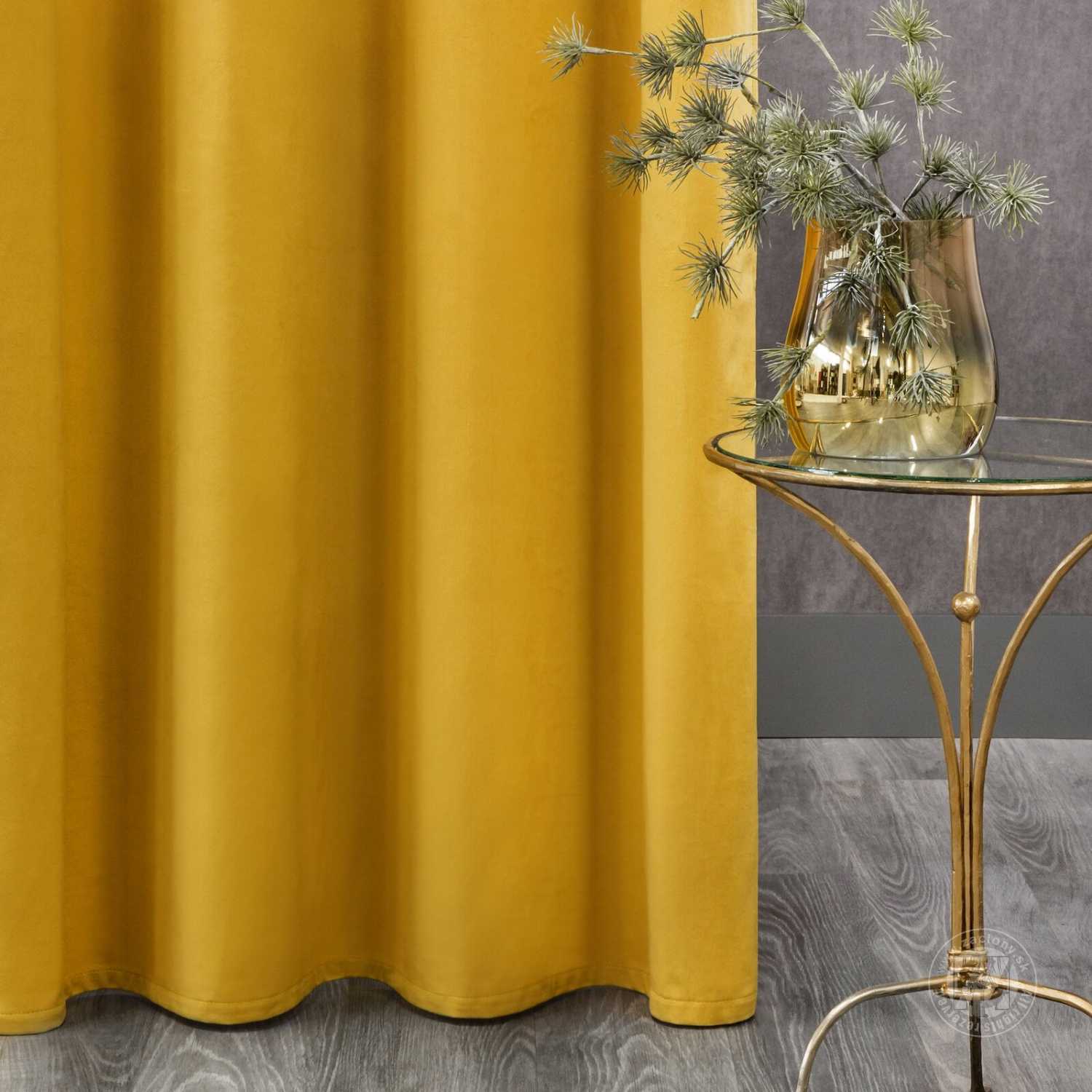 Záves ROSA na krúžkoch horčicový 140x250cm