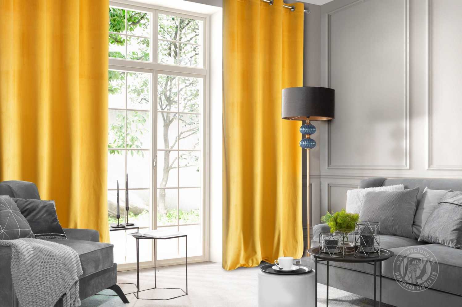 Záves ROSA na krúžkoch horčicový 140x250cm