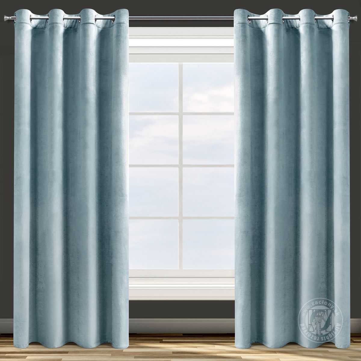 Záves ROSA na krúžkoch svetlomodrý 140x250cm