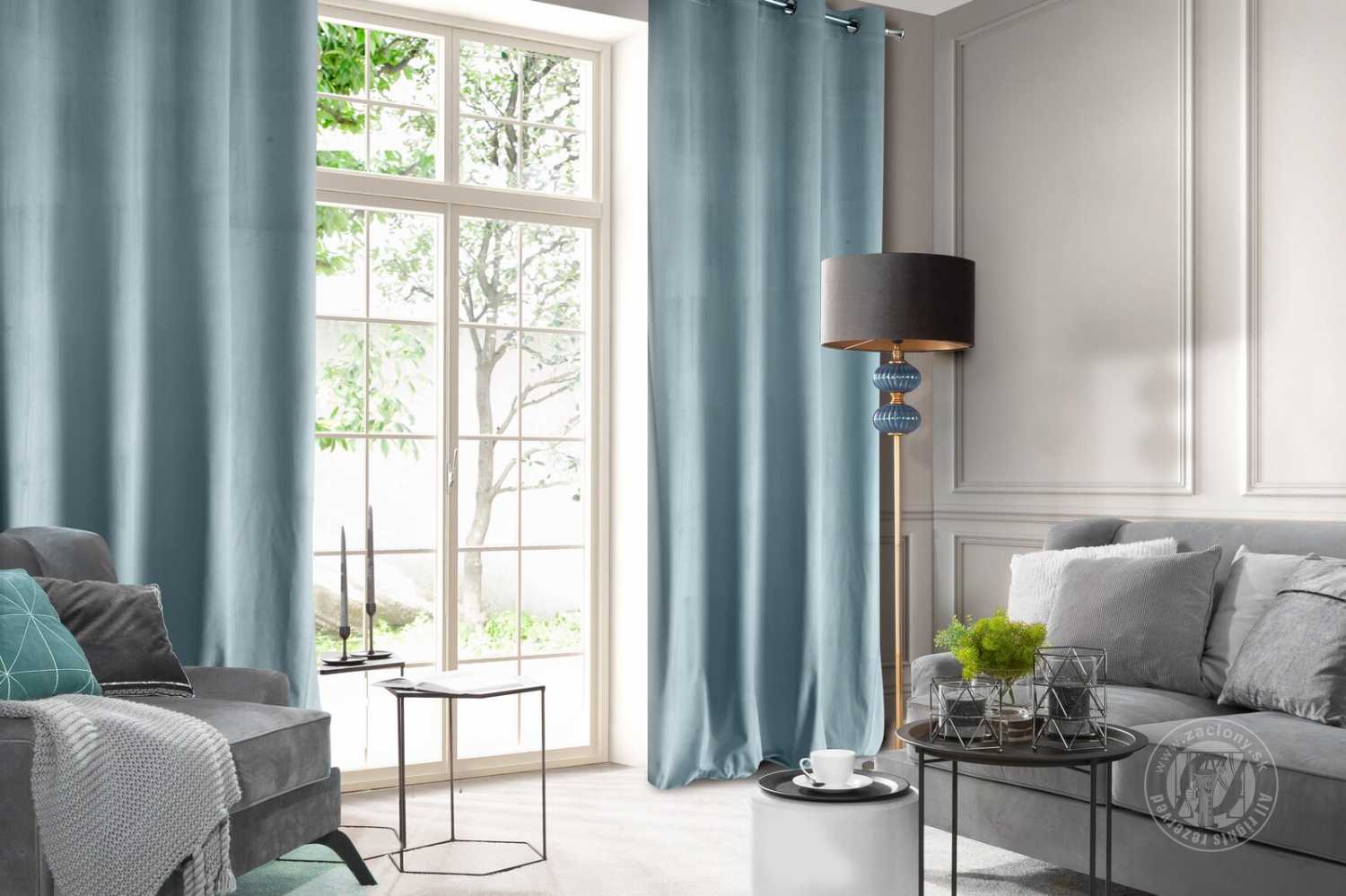 Záves ROSA na krúžkoch svetlomodrý 140x250cm