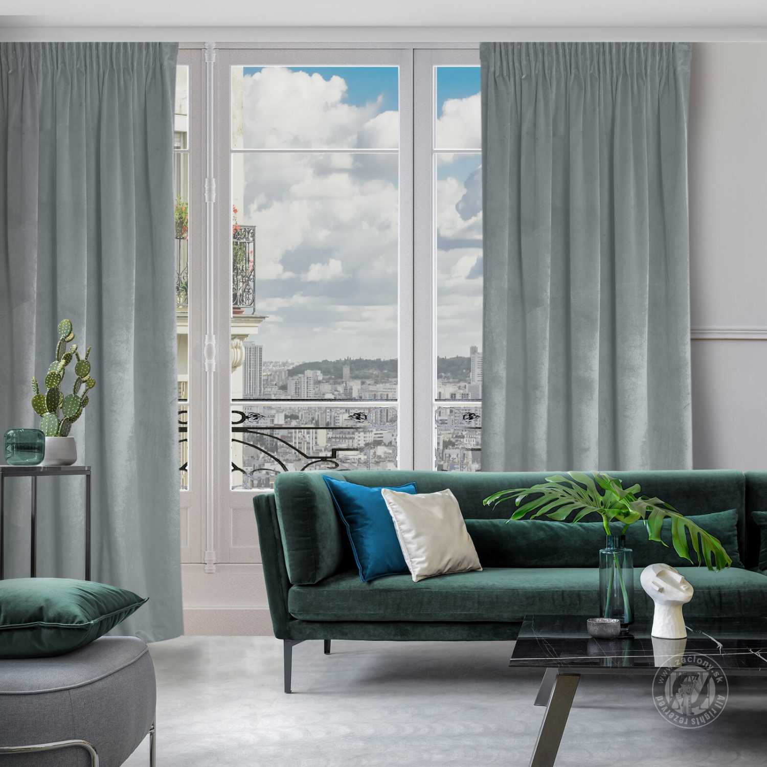 Záves ROSA na páske strieborný 140x270cm