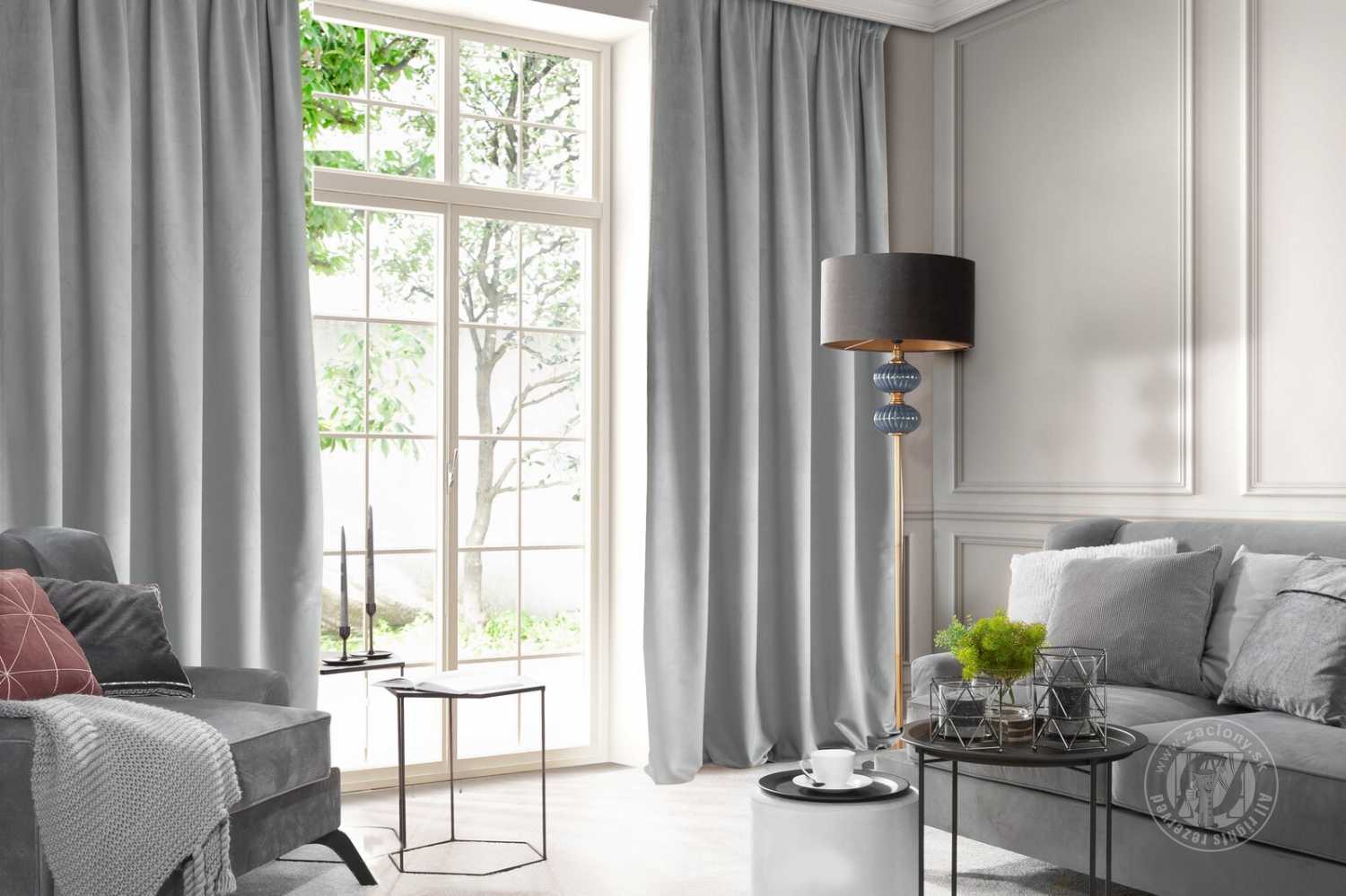 Záves ROSA na páske strieborný 140x270cm