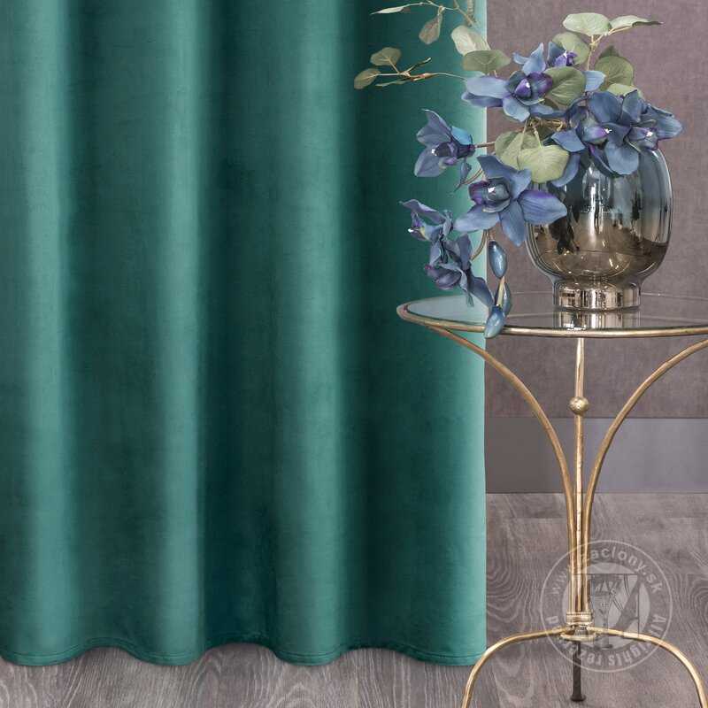 Záves ROSA na páske tmavý tyrkysový 135x300cm