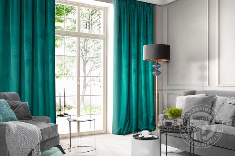 Záves ROSA na páske tmavý tyrkysový 135x300cm