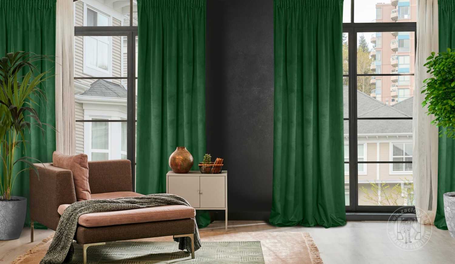 Záves ROSA na páske tmavozelený 140x270cm