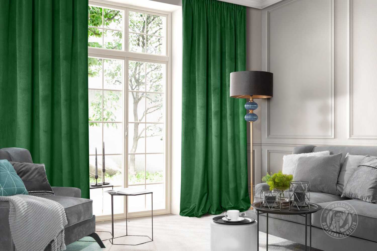 Záves ROSA na páske tmavozelený 140x270cm