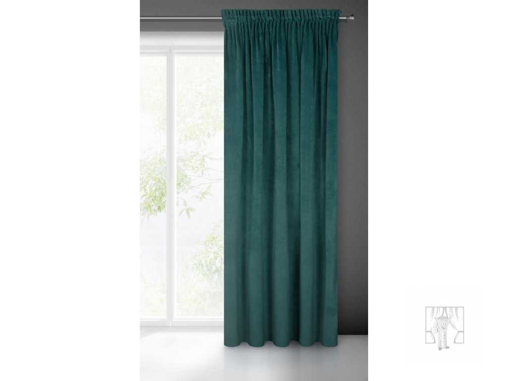 Záves RIA na páske tmavý tyrkysový 140x270cm