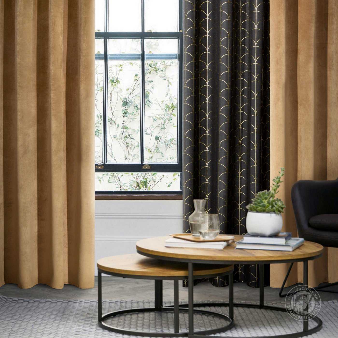 Záves RIA na krúžkoch medový 140x250cm