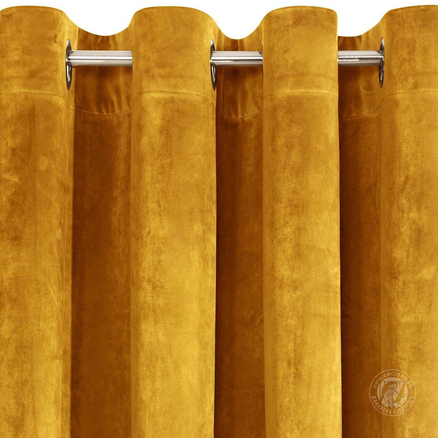 Záves RIA na krúžkoch horčicový 140x250cm