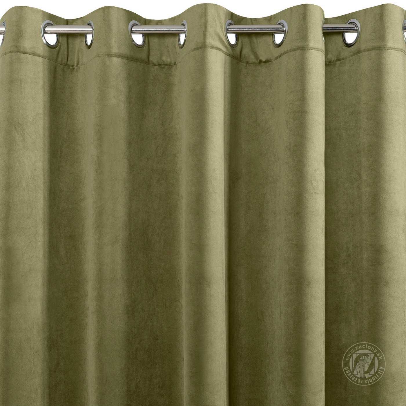 Záves RIA na krúžkoch olivový 140x250cm