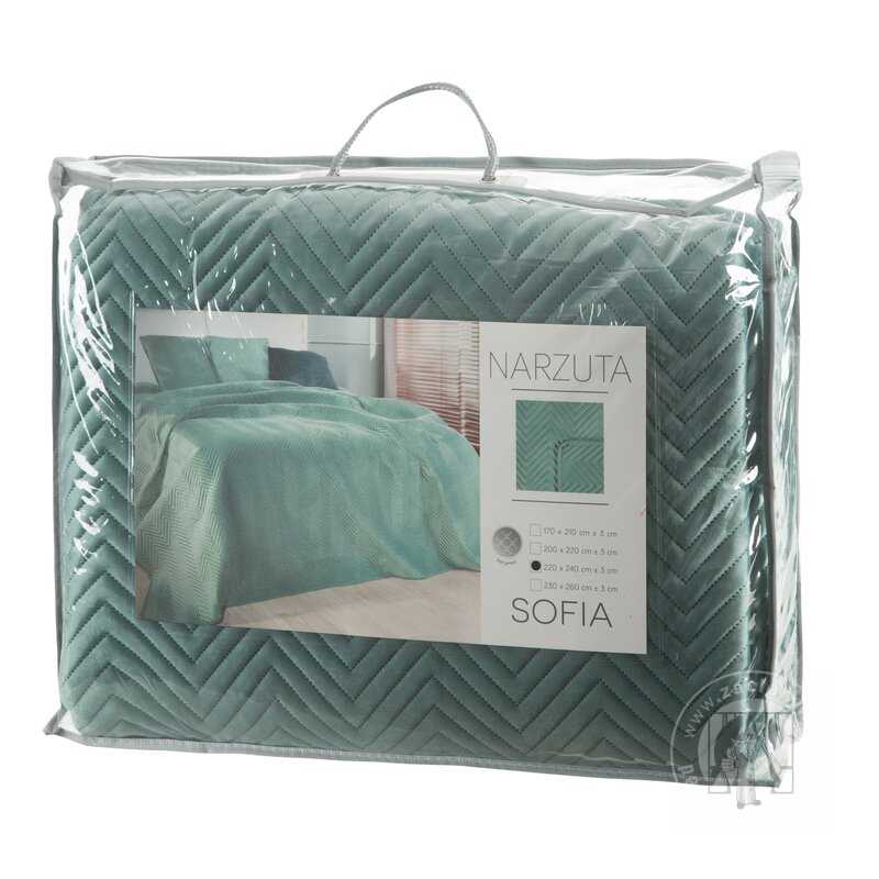 Zamatový prehoz na posteľ SOFIA 170x210 cm mätový