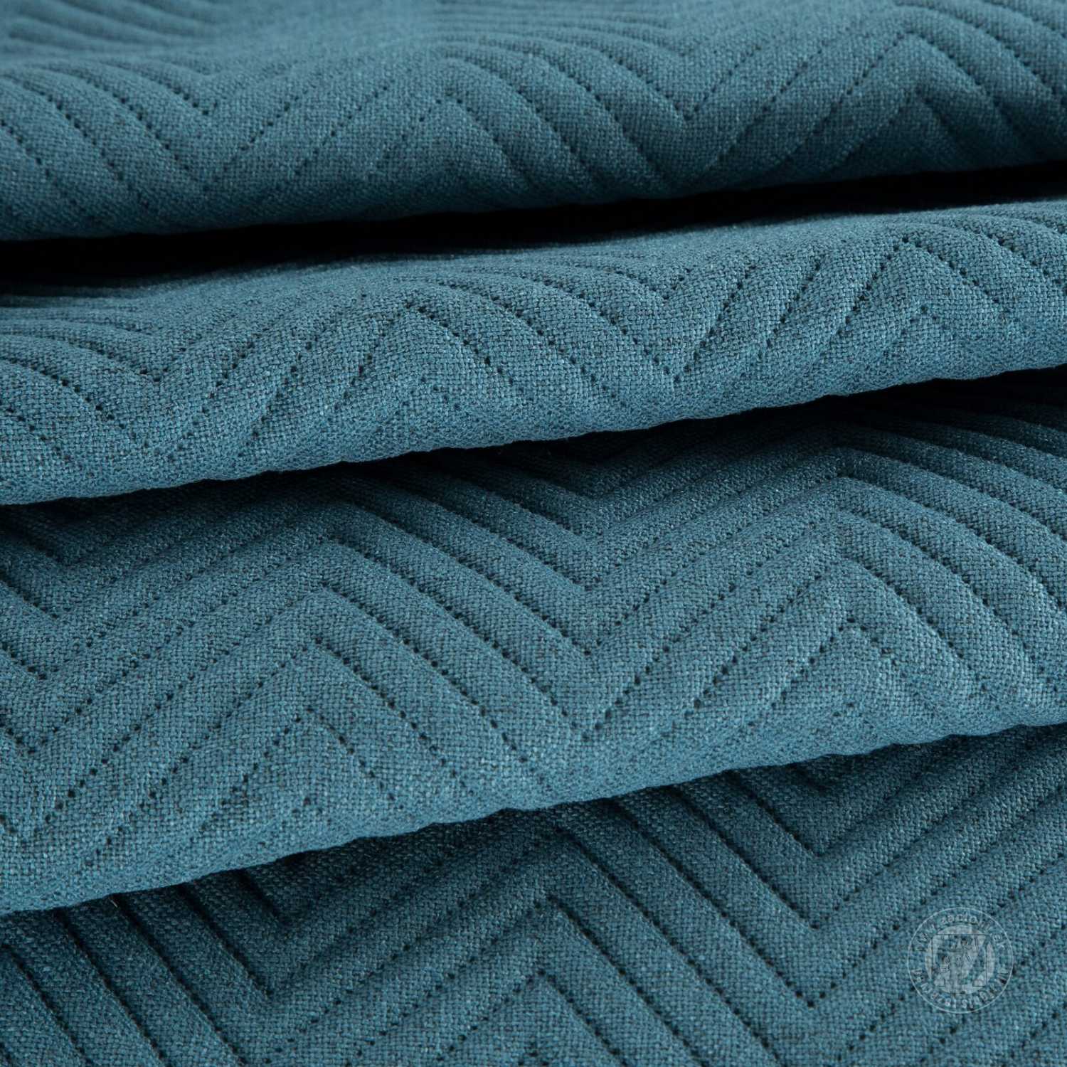 Prehoz na posteľ s ľanovou štruktúrou LEN3 220x240 cm modrý