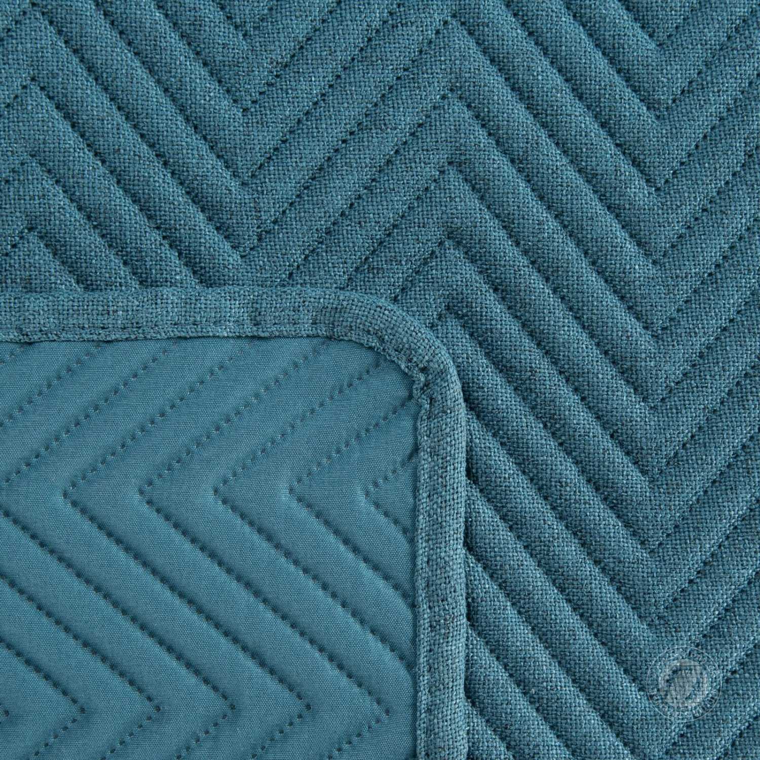 Prehoz na posteľ s ľanovou štruktúrou LEN3 220x240 cm modrý