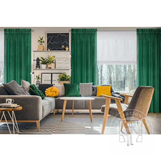 Záves SAMANTA na páske tmavozelený 140x300cm