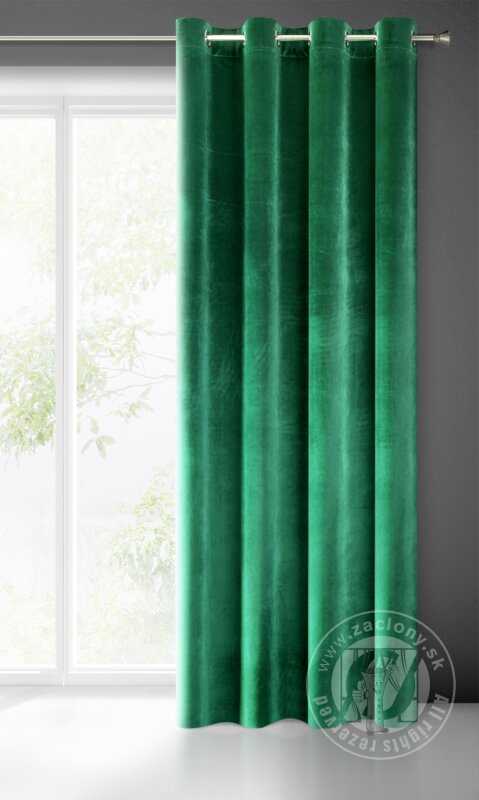 Záves SAMANTA na krúžkoch tmavozelený 140x250cm