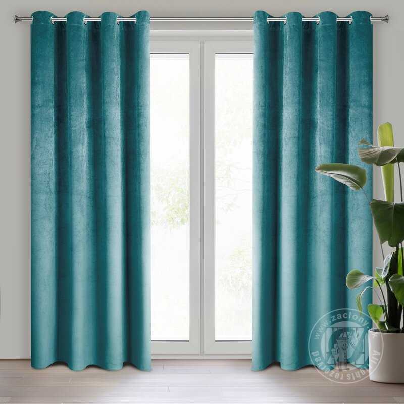 Záves PIERRE na krúžkoch tyrkysový 140x250cm