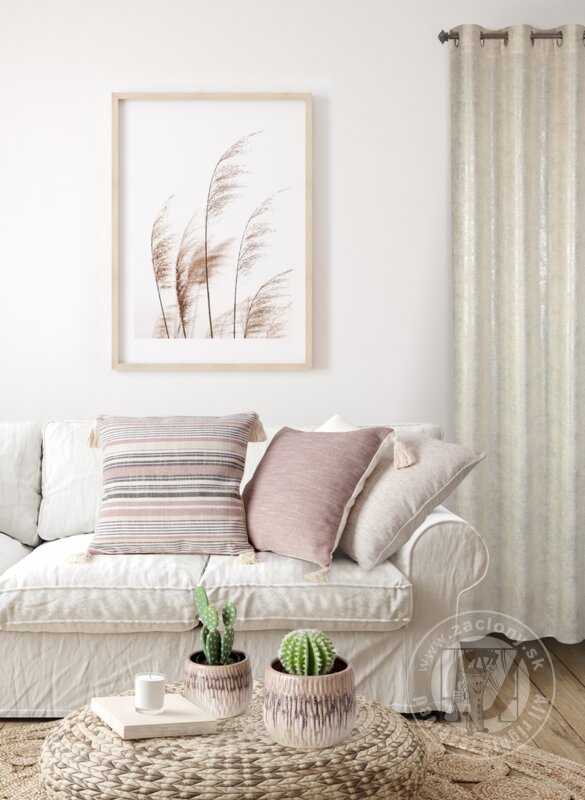 Obliečka na vankúš BOHO pruhovaná 45x45cm púdrová/sivá