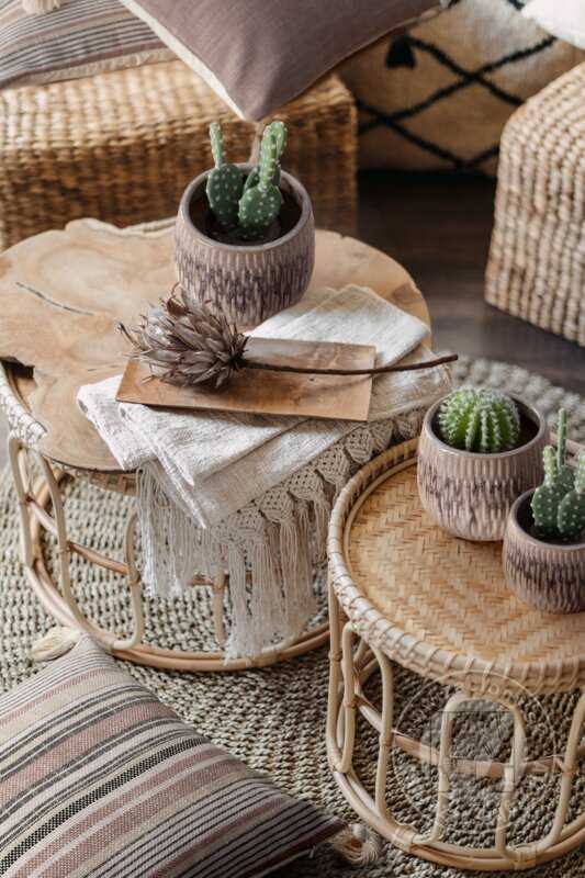 Obliečka na vankúš BOHO pruhovaná 45x45cm púdrová/sivá