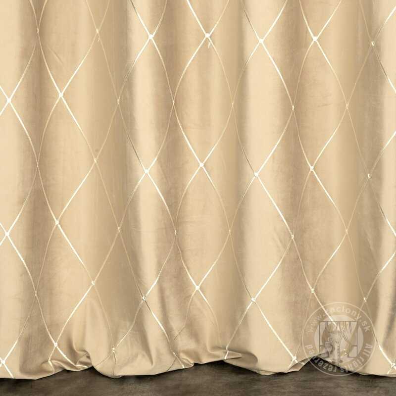 Záves PIERRE CARDIN MARGO na krúžkoch béžový/zlatý 140x250cm