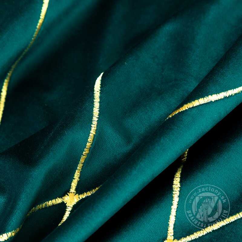 Záves PIERRE CARDIN MARGO na krúžkoch tmavý tyrkysový/zlatý 140x250cm