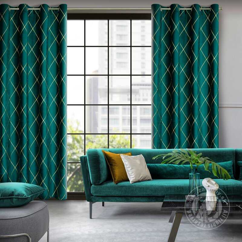 Záves PIERRE CARDIN MARGO na krúžkoch tmavý tyrkysový/zlatý 140x250cm