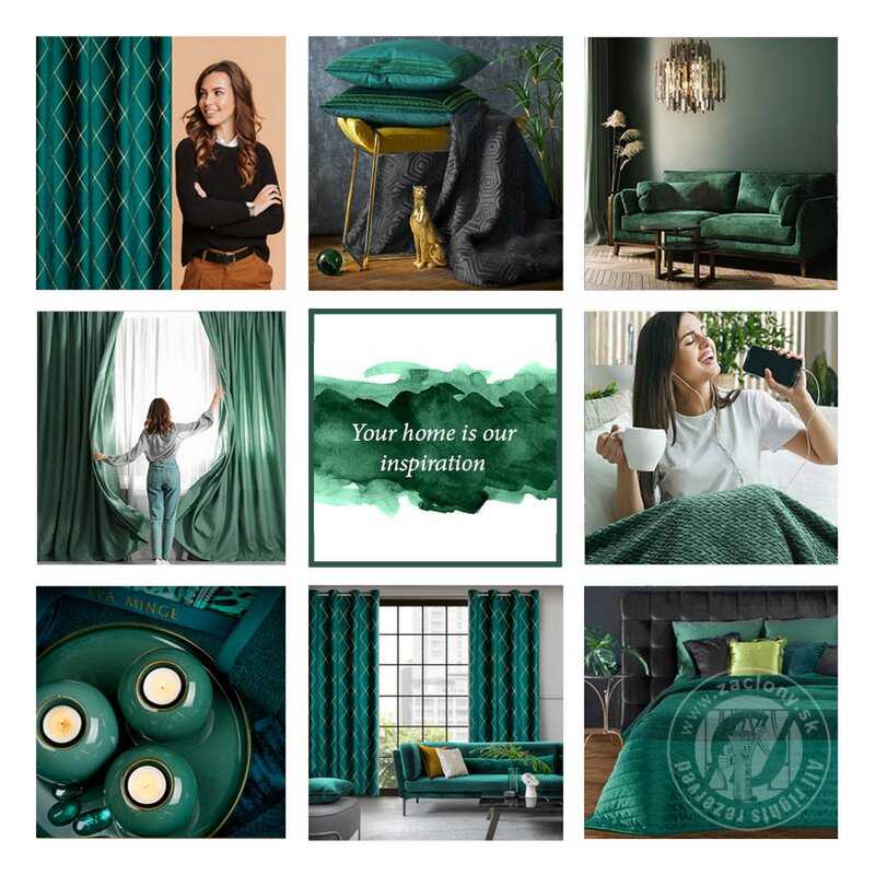 Záves PIERRE CARDIN MARGO na krúžkoch tmavý tyrkysový/zlatý 140x250cm