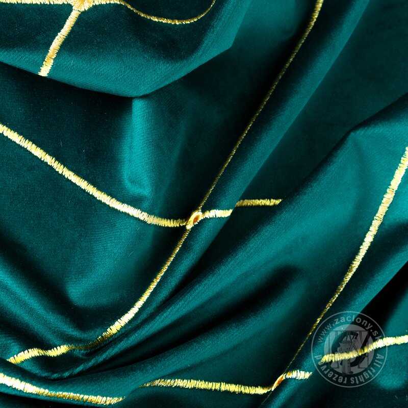 Záves PIERRE CARDIN MARGO na krúžkoch tmavý tyrkysový/zlatý 140x250cm